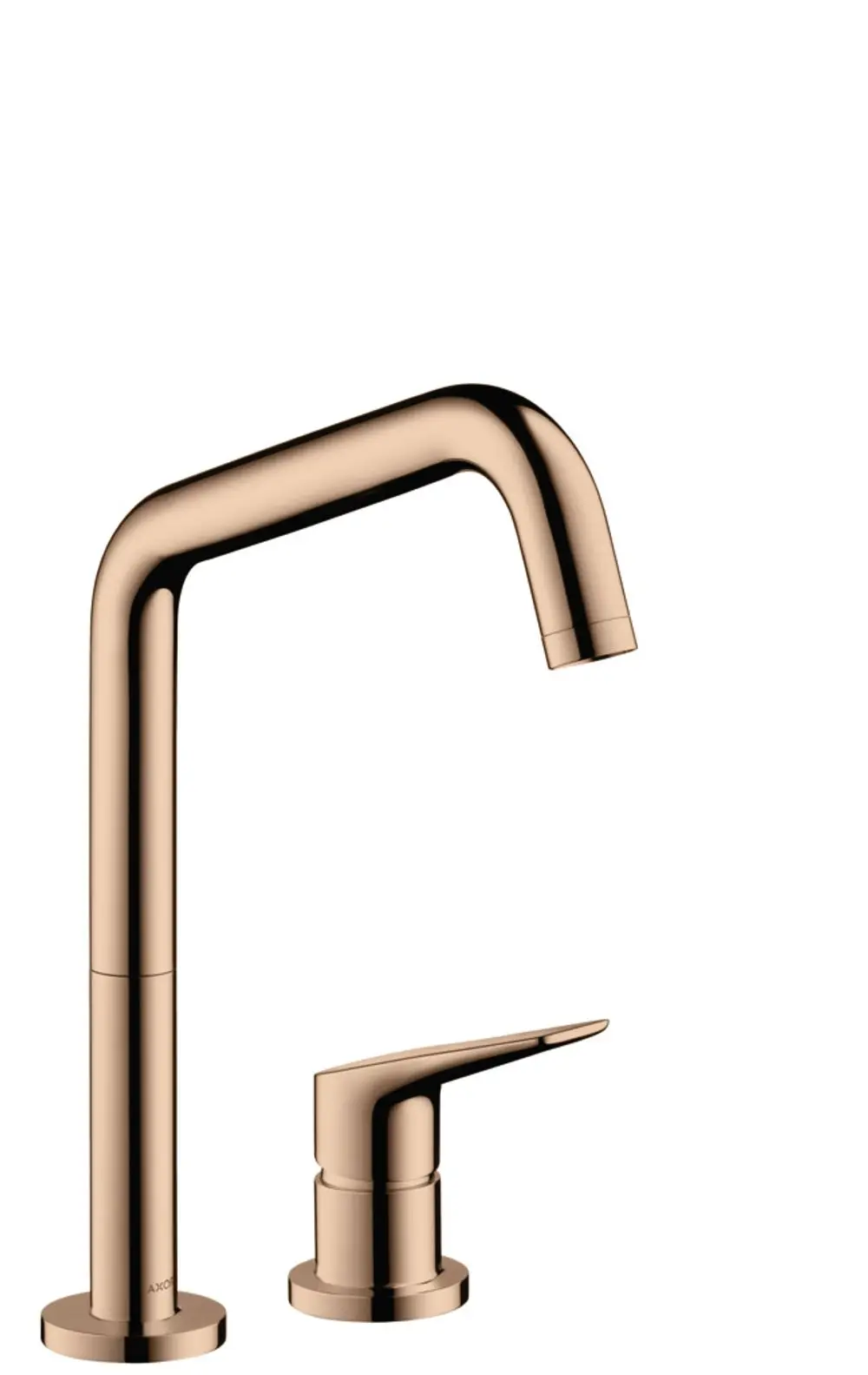 Küchenmischer von AXOR mit zwei Funktionen, schwenkbarem Auslauf und einer Oberfläche in Polished Red Gold.